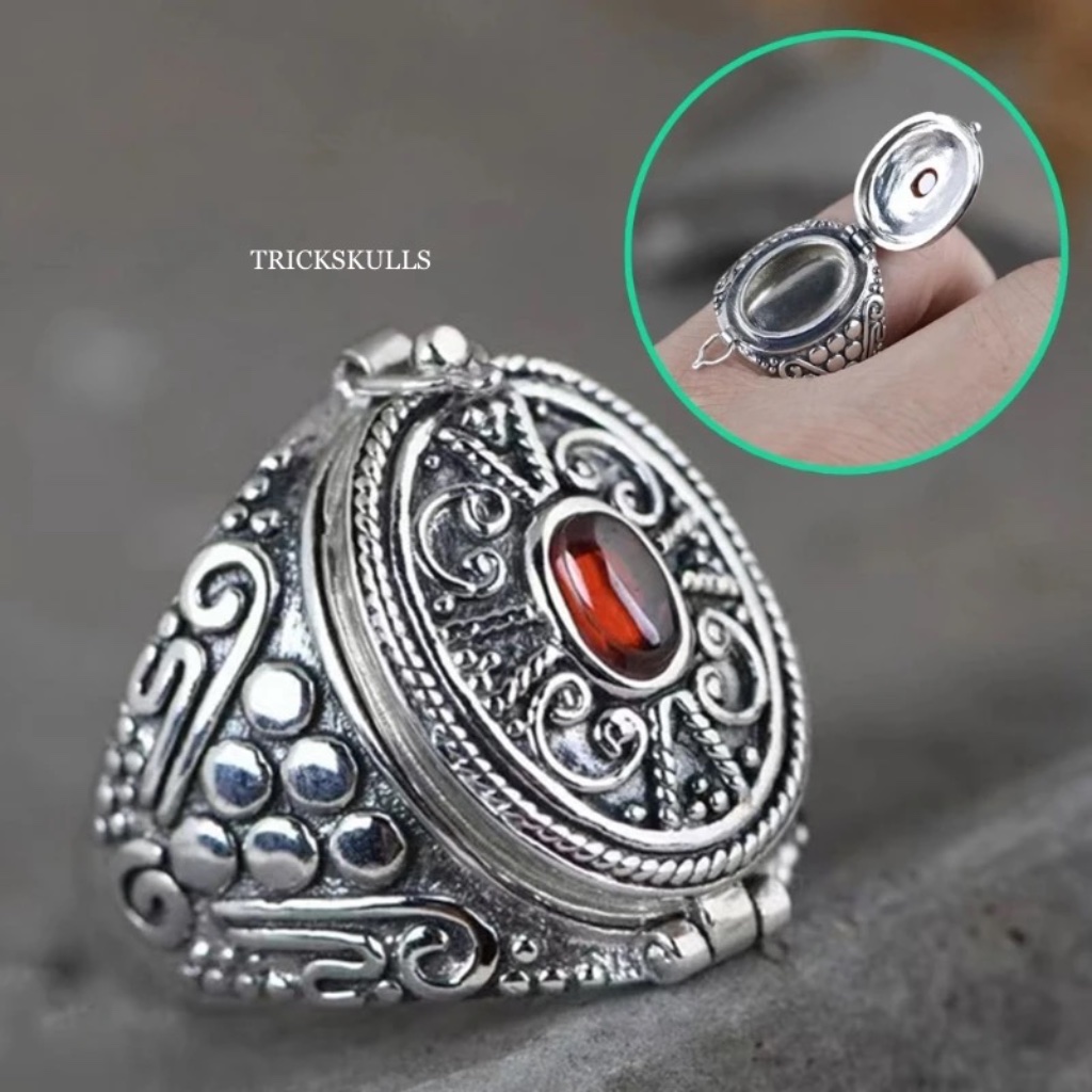 Secret Compartment Poison Pill Gawu Retro Ring Adjustable Open Rings New Vintage 20$